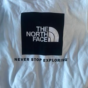 North face light blue ping LG women’s hoodie never stop exploring